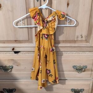 Chenault Mustard Floral Ruffle Dress
